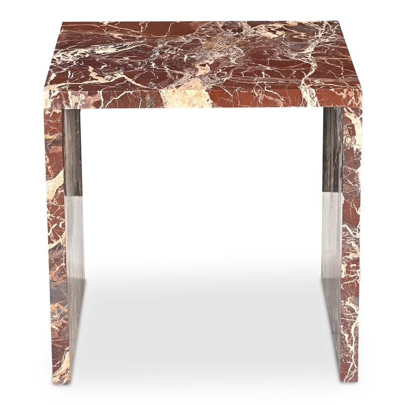 Vibrant Red Waterfall Marble Side Table