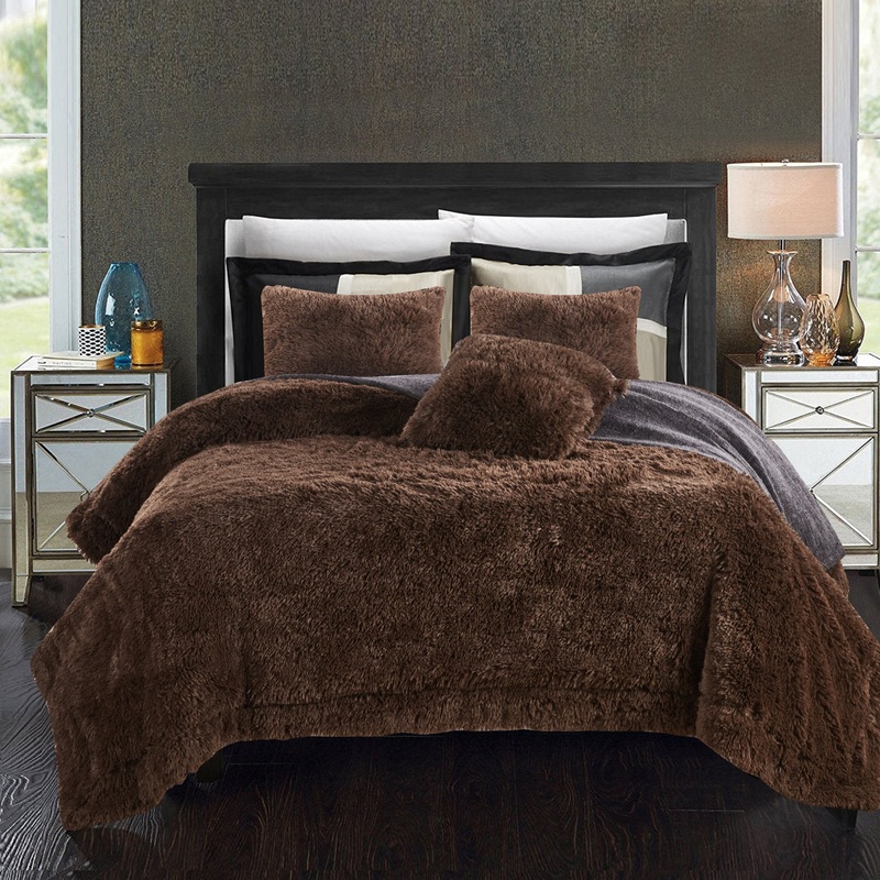 Shaggy Shaggy Super Elegent Sherpa Long Fur Throw Chanasya Color: Chocolate Size: 50″ W x 65″ L