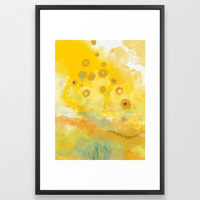 Abstract autumn with gold and warm light Framed Art Print with frame 24″ x 36″