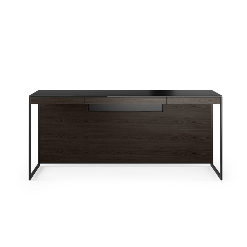 Sequel 20 Glass Desk BDI Color (Top/Frame): Charcoal Stained Ash/Black