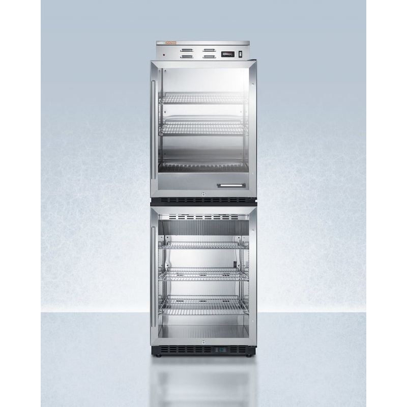Summit PHC61GSCR610BLSTACK Glass Door Warming Cabinet Phc61G Stacked With Scr610Bl Commercial Beverage Center