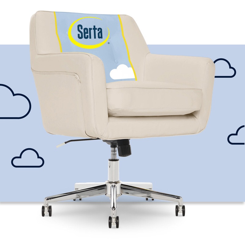 Serta Ashland Modern Office Chair, Mid-Back, Quality Memory Foam Cushion, Metal Base Chrome Finish Serta Color: Cream