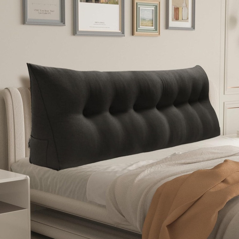 Sit-up Back Comfort Large Triangular Bolster Headboard Reading Wedge Pillow Versatile Bed Rest Positioning Support WOWMAX Color: Dark Gray Size: 20″H x 76″W