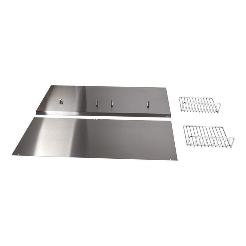Whirlpool W10285449 48″ Range Hood Backguard Kit with Dual Position Shelf, Stainless Steel, fits JXW9048WP, Size: 20″ H