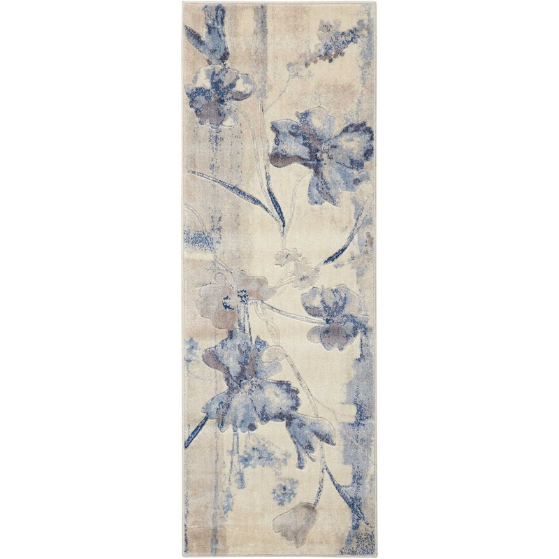 Arnim Floral Blue/Ivory Area Rug Lark Manor Rug Size: Runner 2′ x 5’9″