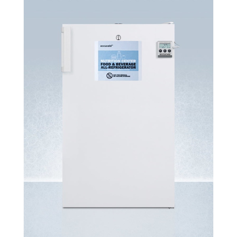 Summit FF511LBI7NZADA Commercially Approved Ada Compliant Nutrition Center Series All-Refrigerator In White For Built-In Or Freestanding Use, With Front Lock And Digital Temperature Display