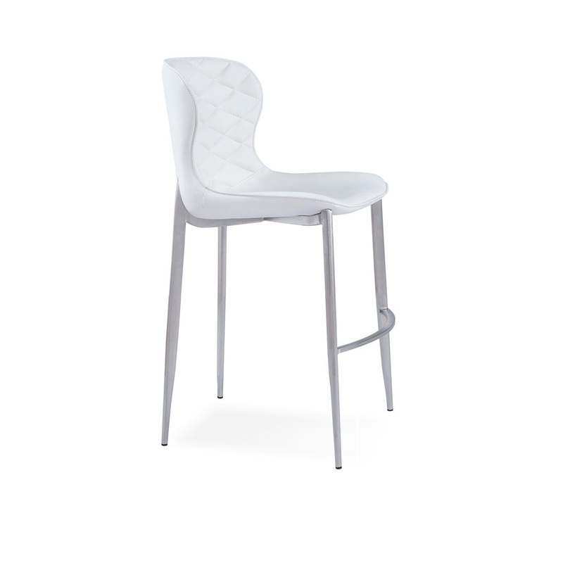 Albert Upholstered Bar & Counter Stool Upper Square Base Color: Stainless Steel, Upholstery Color: White Seat Height: Counter Stool (24 Seat Height)