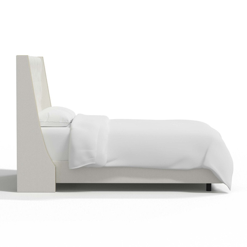 Annabel Upholstered Wingback Bed Kelly Clarkson Home Size: Twin Body Fabric: Zuma White Textured Linen