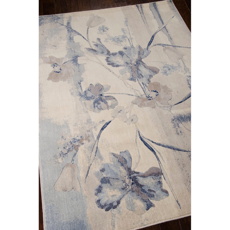 Arnim Floral Blue/Ivory Area Rug Lark Manor Rug Size: Rectangle 5’3″ x 7’5″