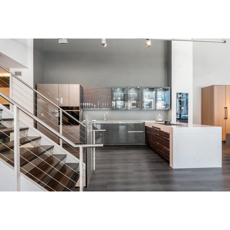 Poggenpohl Standard Modern Multi-Tone Kitchen with Glass Upper Cabinets and Sub-Zero & Wolf Appliances