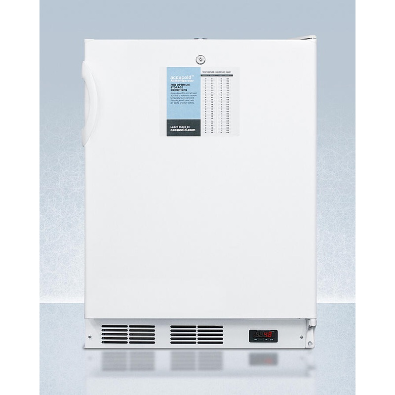 Summit FF6LWPROADA Ada Compliant 24″ Wide Auto Defrost All-Refrigerator With Lock, Digital Thermostat, Internal Fan, Door Storage, And Access Port For User-Provided Monitoring Equipment
