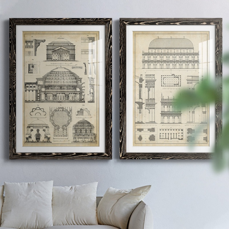 Vintage Architects Plan III – 2 Piece Picture Frame Graphic Art Print Set on Paper Williston Forge Size: 31.5″ H x 47″ W x 1.5″ D Format: Black Framed Paper