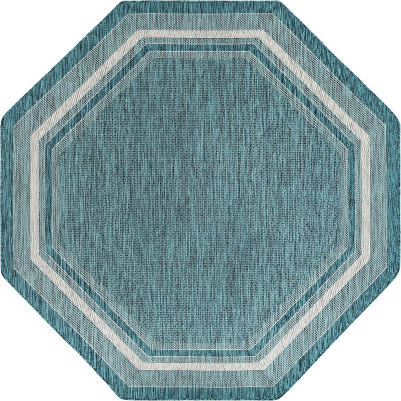 Sevil Teal/Beige/Gray Indoor / Outdoor Rug Breakwater Bay Rug Size: Octagon 5′ x 5′