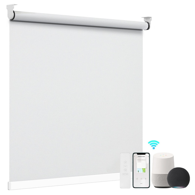 Smart Motorized Blackout White Roller Shade Symple Stuff Blind Size: 35″ W x 72″ L