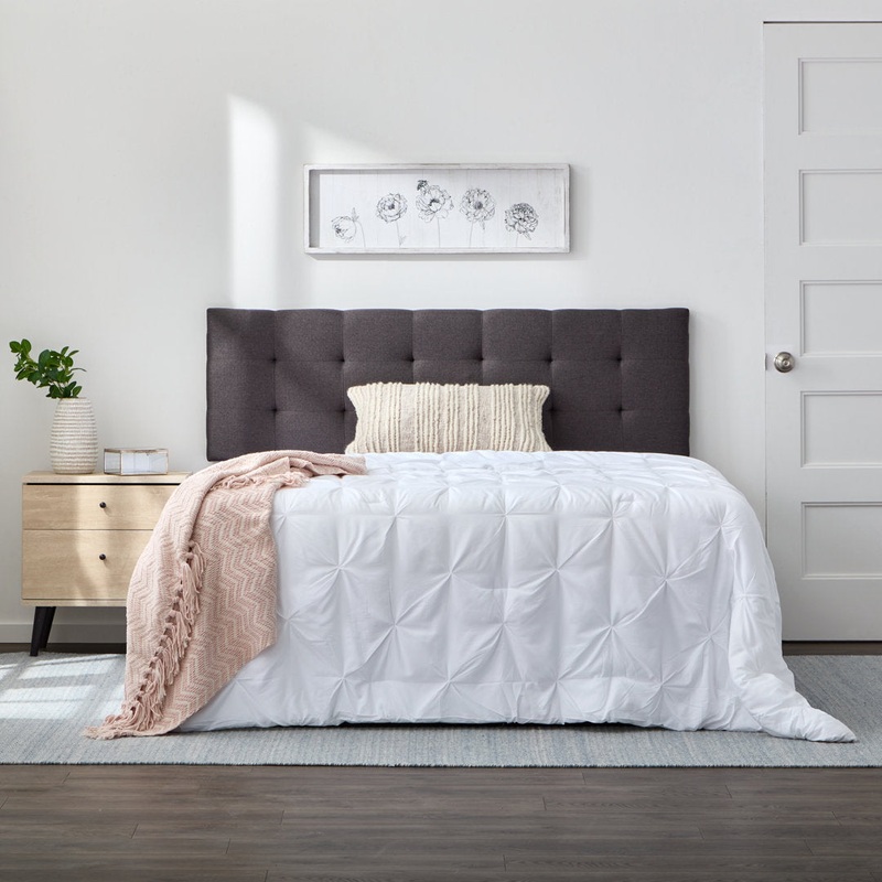 Aijha Square Tufted Upholstered Headboard Lark Manor Color: Charcoal Textured Size: Full