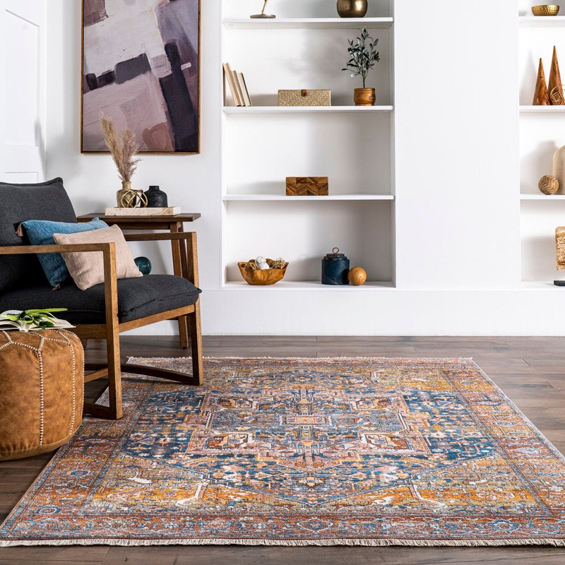 Windmere Traditional Oriental Medallion Rust/Brick/Navy Area Rug Langley Street Rug Size: Rectangle 12′ x 15′