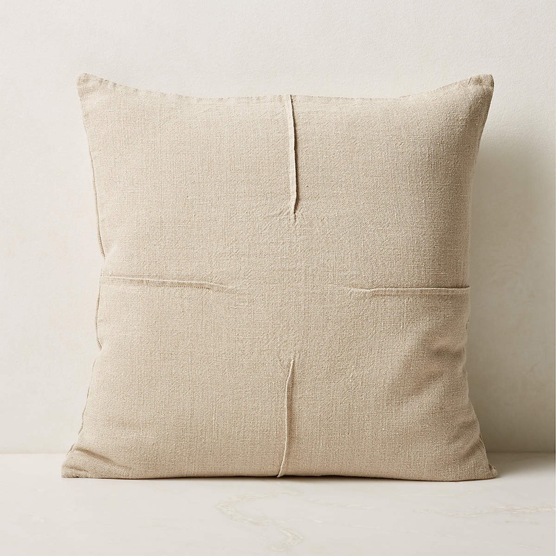 Tuck Natural Linen Throw Pillow with Down Alternative Insert-20″x20″