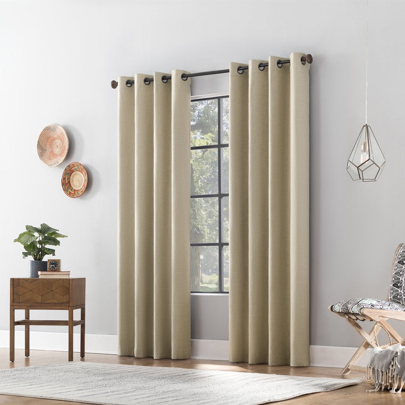 Attiya Textured Linen Blend Blackout Grommet Curtain Panel Wade Logan Curtain Color: Stone Size per Panel: 50″ W x 63″ L