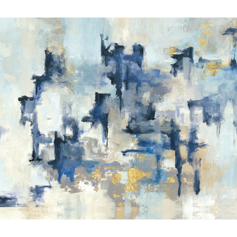 Abstract Navy Gold Paint – Wrapped Canvas Painting Print Mercury Row Frame Color: Gold Size: 24″H x 36″W Format: Framed Print with Mat