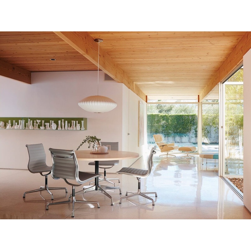 Eames Round Table with Universal Base / Black / Polished Aluminum/ 36″ Top