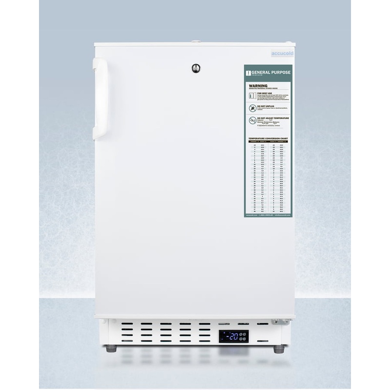 Summit ADA305AF Built-In Undercounter -25 C Ada Compliant Commercially-Approved All-Freezer In White With Lock, Digital Controls, Interior Baskets, Hospital Cord With ‘Green Dot’ Plug, Factory Installed Access Port, And Manual Defrost Operation