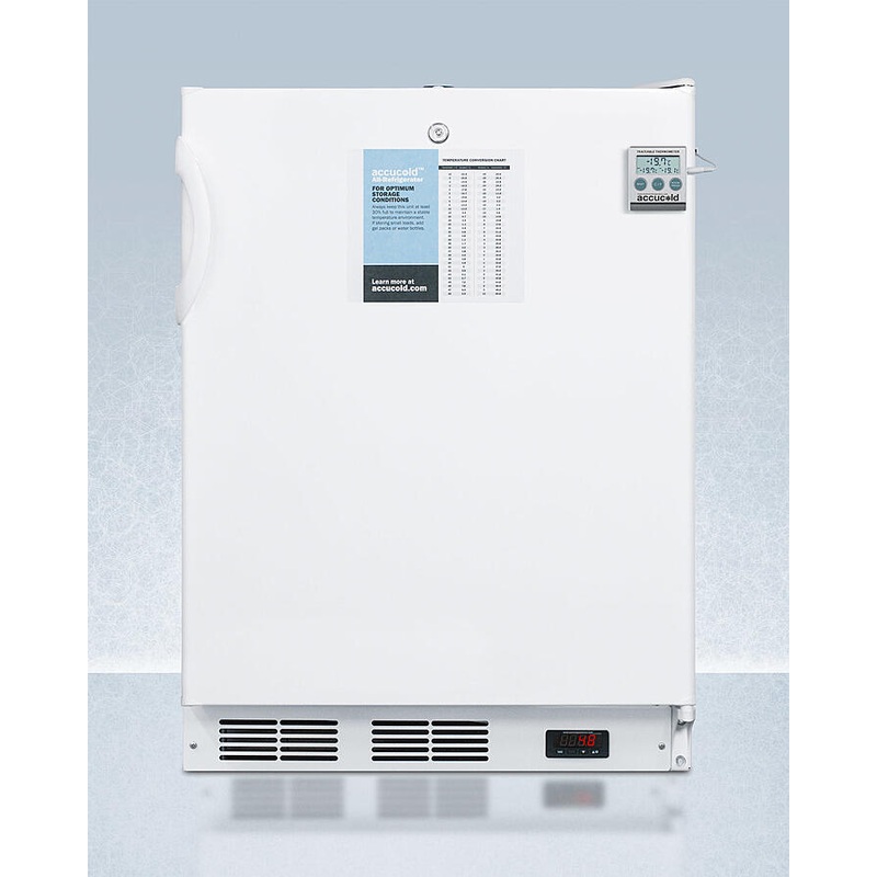 Summit FF7LWPLUS2ADA Ada Compliant 24″ Wide Freestanding All-Refrigerator In White, Auto Defrost With A Lock, Nist Calibrated Thermometer, Digital Thermostat, And Internal Fan