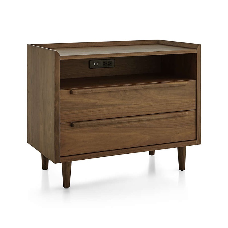 Tate Drawer Midcentury Nightstand with Outlet
