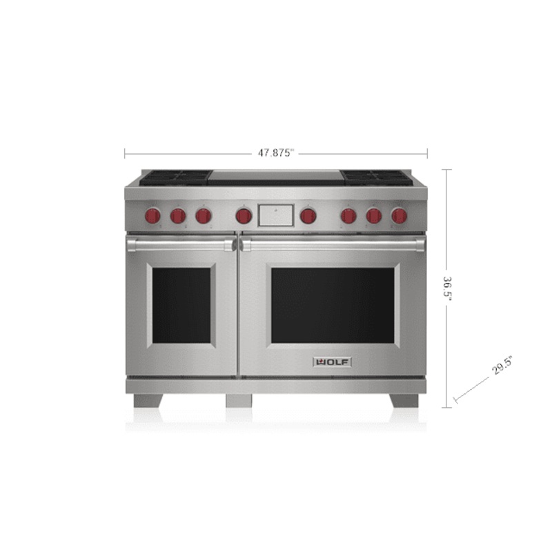 Wolf DF48450DGSPLP 48″ Dual Fuel Range – 4 Burners And Infrared Dual Griddle