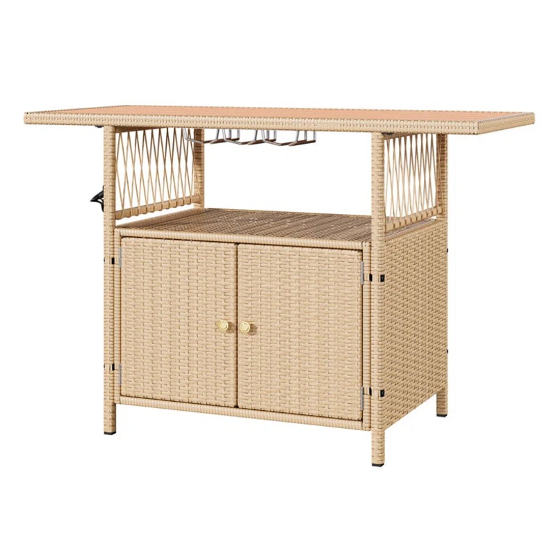 XL Outdoor Storage Cabinet Wicker Bar Table