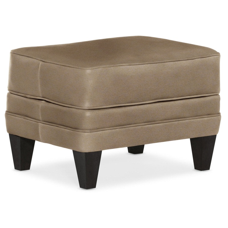 Zion 25″ Wide Genuine Leather Rectangle Standard Ottoman Bradington-Young Leg Color: Plantation Leather Type: Empyrean Tweed Genuine Leather