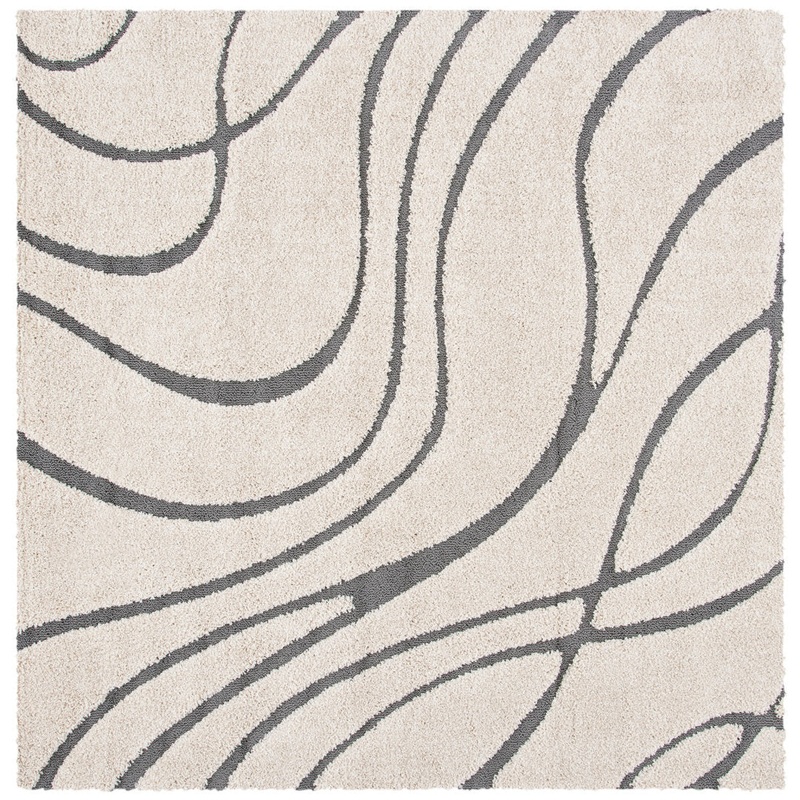 Ashal Abstract Cream/Gray Area Rug Wade Logan Rug Size: Square 9′