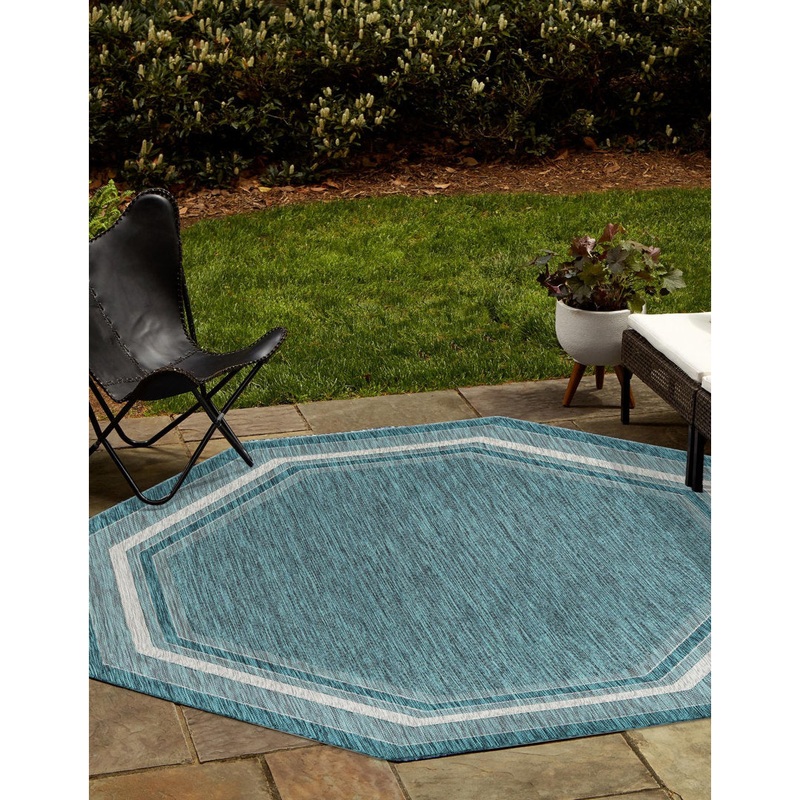 Sevil Teal/Beige/Gray Indoor / Outdoor Rug Breakwater Bay Rug Size: Octagon 7’10” x 7’10”
