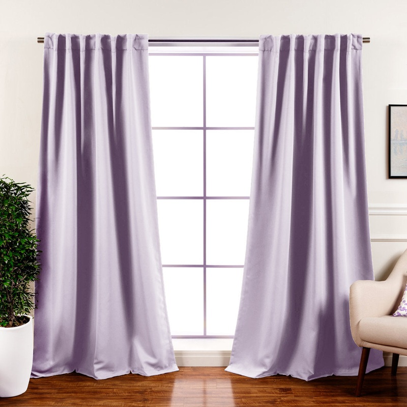 Bantam Solid Blackout Thermal Rod Pocket Curtain Panels (Set of 2) Ebern Designs Curtain Color: Lilac Size per Panel: 52″ W x 96″ L