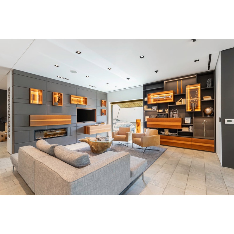 eggersmann Schmalenbach Modern Larch Smoked Veneer with Grey Parsol Glass Entertainment System