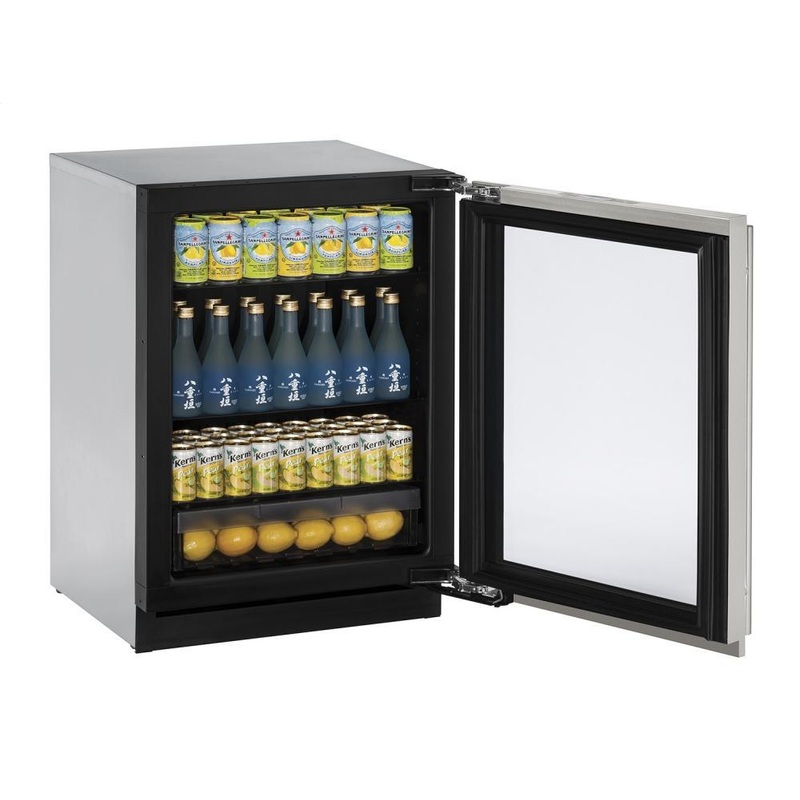U-Line U3024RGLS01A 24″ Glass Door Refrigerator Stainless Frame Left-Hand Hinge