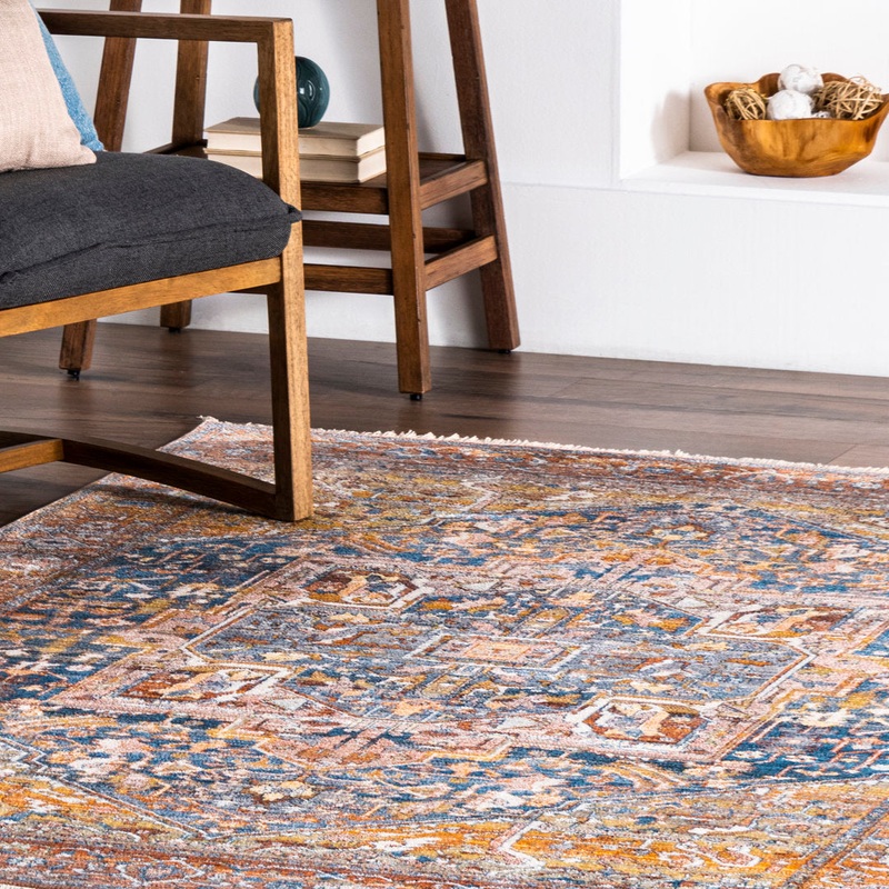 Windmere Traditional Oriental Medallion Rust/Brick/Navy Area Rug Langley Street Rug Size: Square 7’10”