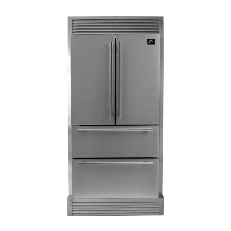 Forno FFRBI182040SG Forno Moena 36″ French Door 19.2 Cu.Ft. Stainless Steel Refrigerator With Grill Trim
