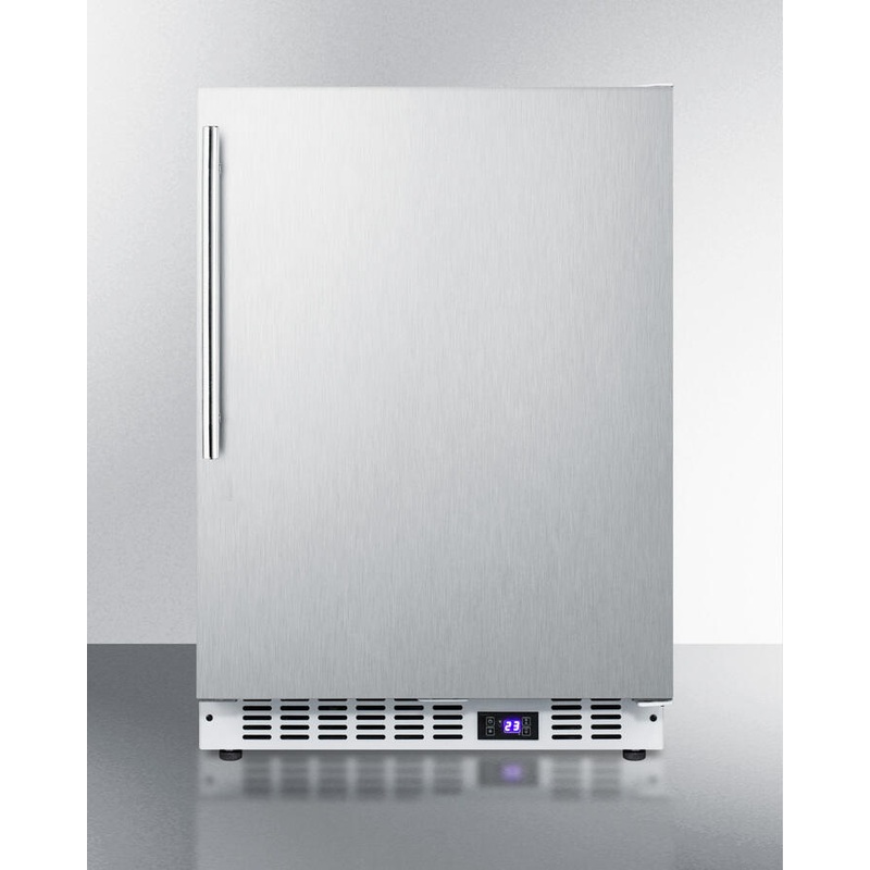 Summit SCFF52WXSSHV Frost-Free Built-In Undercounter All-Freezer For Residential Or Commercial Use, With Stainless Steel Door, Thin Handle, And White Cabinet