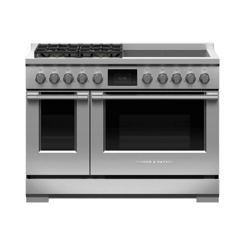 Fisher & Paykel RHV3484N Dual Fuel Range, 48″, 4 Burners, 4 Induction Zones, Self-Cleaning