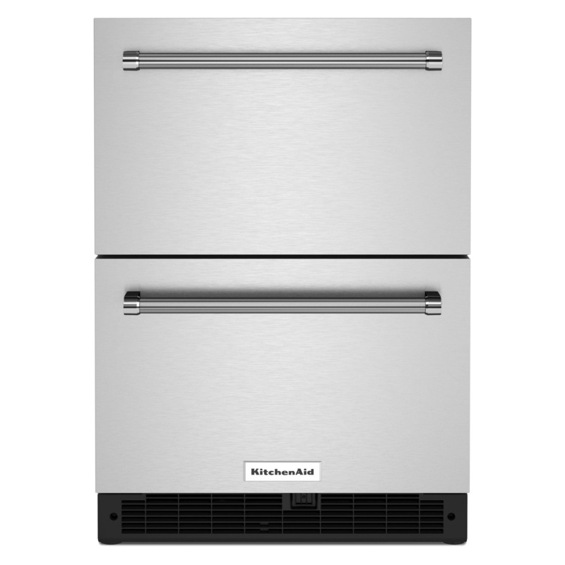 Kitchenaid KUDR204KSB 24″ Stainless Steel Undercounter Double-Drawer Refrigerator – Black Cabinet/Stainless Doors