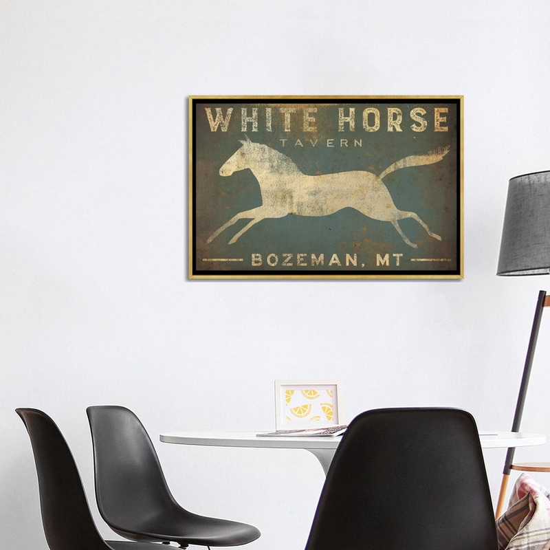 White Horse Tavern Textual Art on Wrapped Canvas East Urban Home Size: 26″ H x 40″ W x 1.5″ D Format: Gold Framed