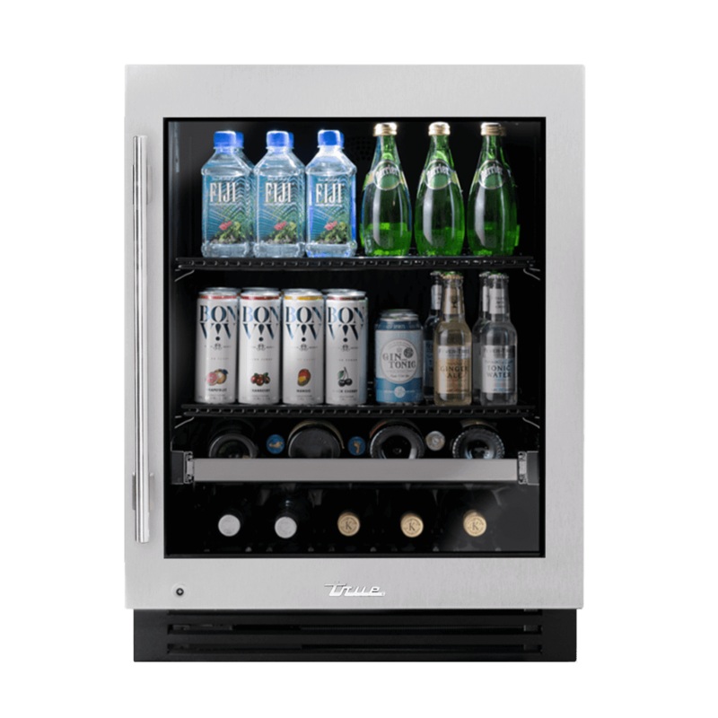 True Residential TUBADA24RGAS 24 Inch Stainless Glass Door Right Hinge Ada Height Undercounter Beverage Center