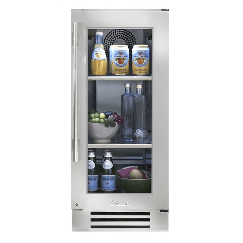 True Residential TUR15RSGC 15 Inch Stainless Glass Door Right Hinge Undercounter Refrigerator
