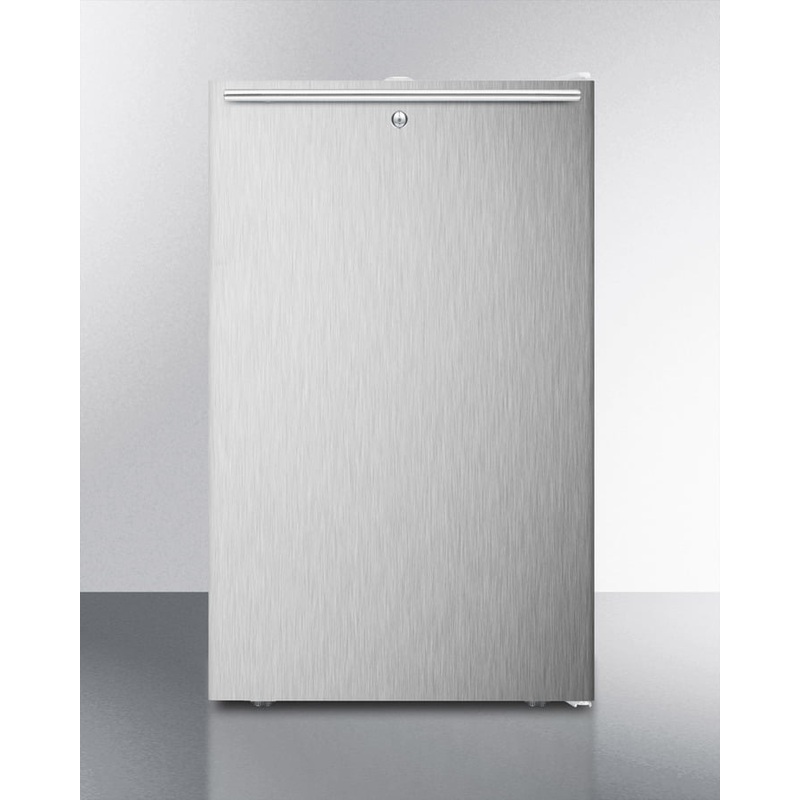 Summit FF511LBISSHH 20″ Wide Built-In Undercounter All-Refrigerator Gor General Purpose Use, Auto Defrost With A Lock, Stainless Steel Door, Horizontal Handle And White Cabinet
