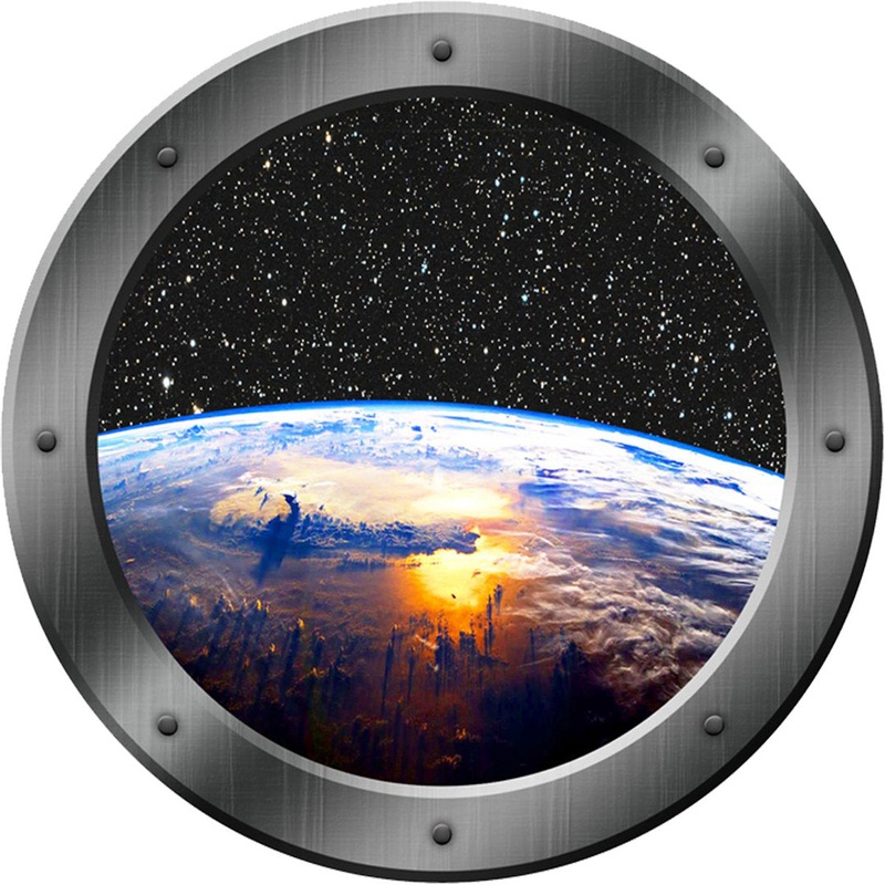 Stclair Planet Earth Space Window Porthole Framed Wall Decal Zoomie Kids Size: 20″ H x 20″ W