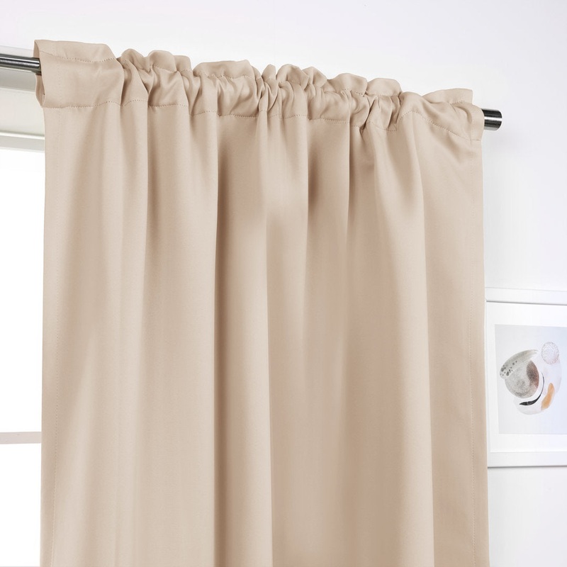 Bantam Solid Blackout Thermal Rod Pocket Curtain Panels (Set of 2) Ebern Designs Curtain Color: Beige Size per Panel: 52″ W x 72″ L