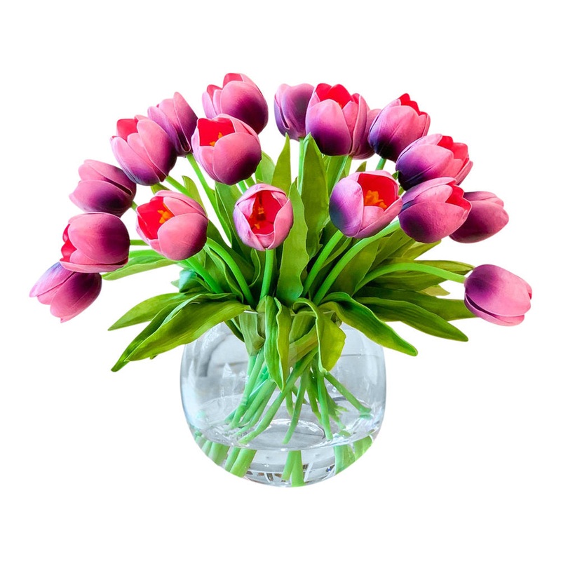 Tulip in Vase Primrue Flowers/Leaves Color: Purple