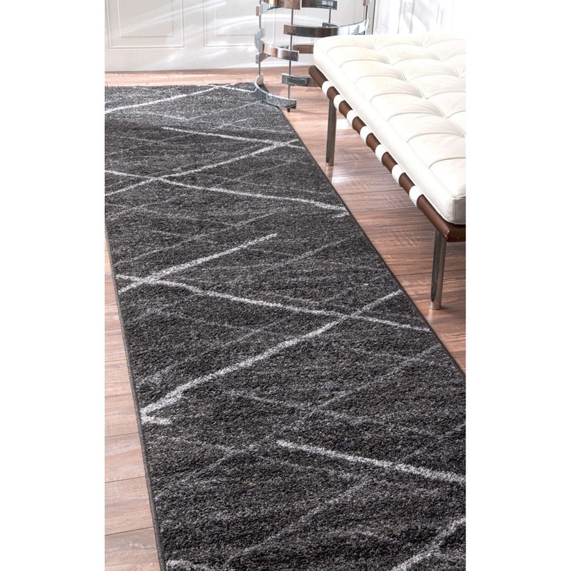 Amiia Abstract Power Loom Performance Dark Gray Rug Wrought Studio Rug Size: Runner 2’5″ x 9’5″