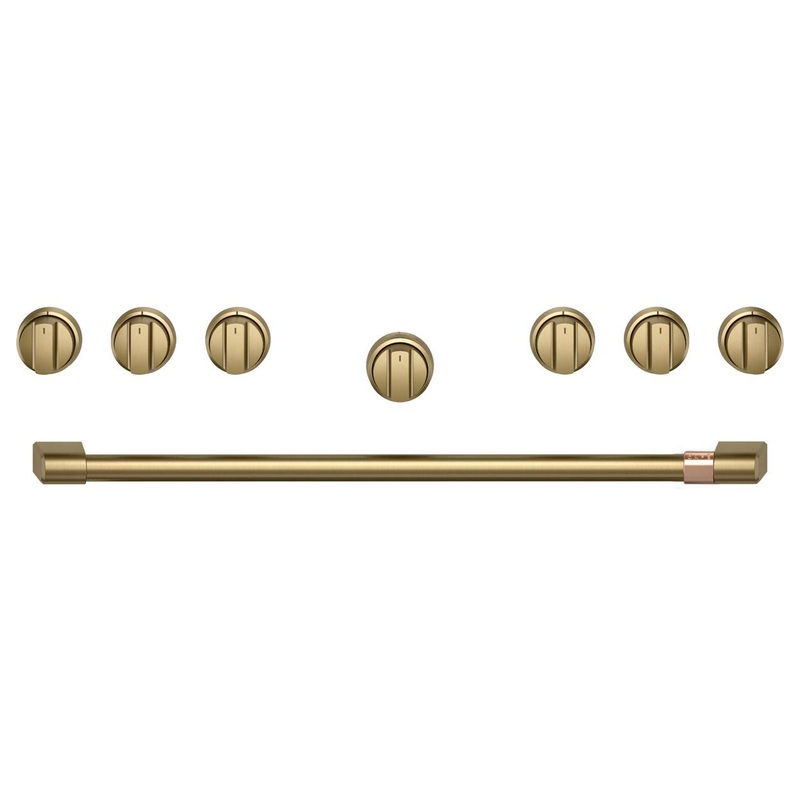Cafe CXPR6HKPTCG Caf 36″ Brushed Brass Handle & Knob Set For Pro Range And Rangetop