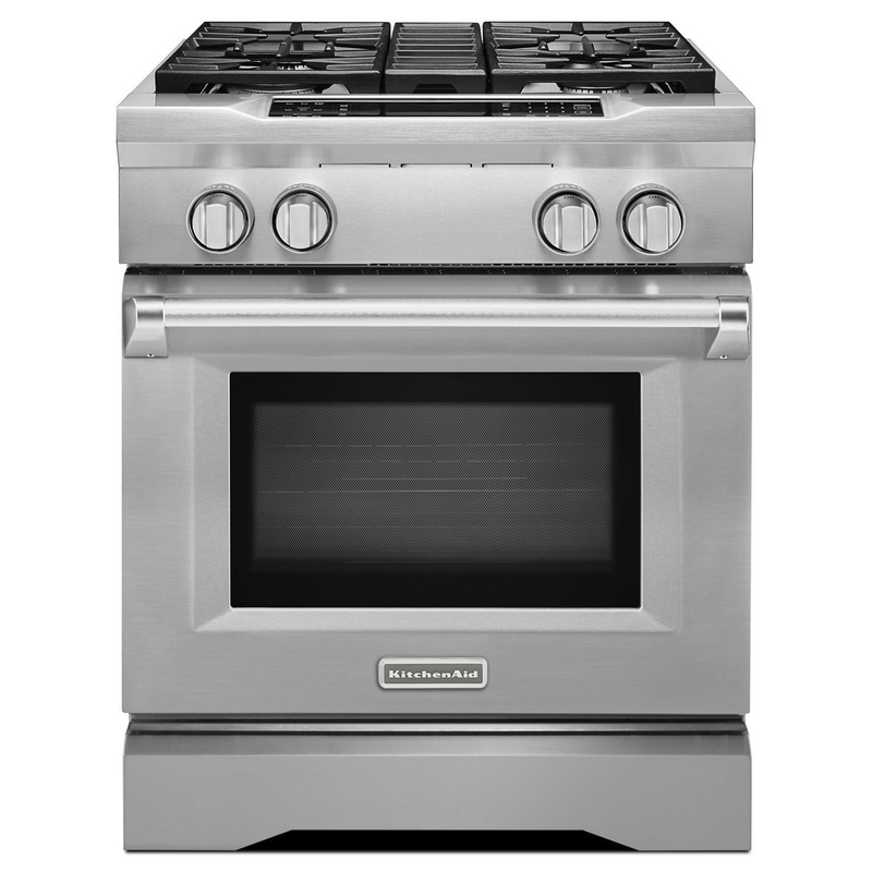 Kitchenaid KDRS407VSS 30” 4-Burner Dual Fuel Freestanding Range, Commercial-Style Stainless Steel